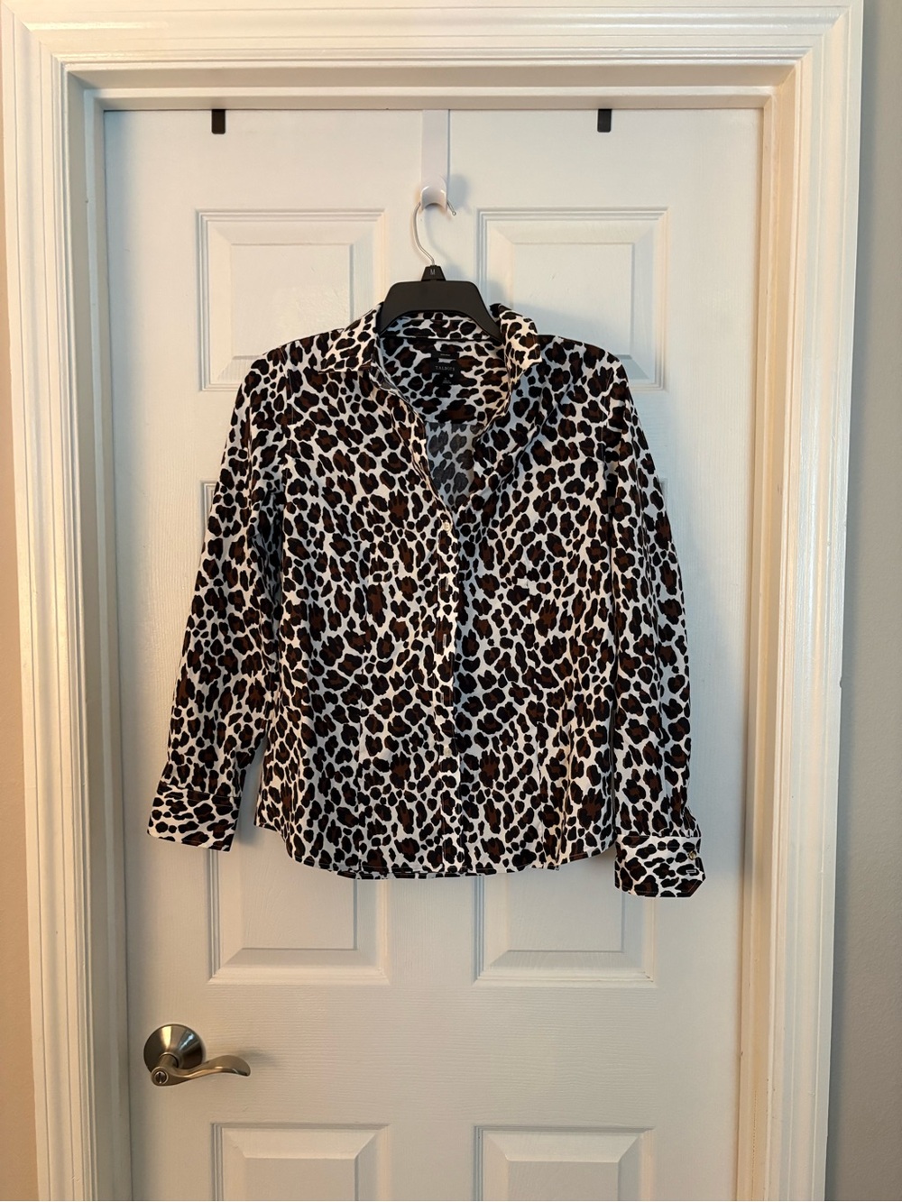 Talbots Leopard Print Button-Down Shirt in Brown and Black